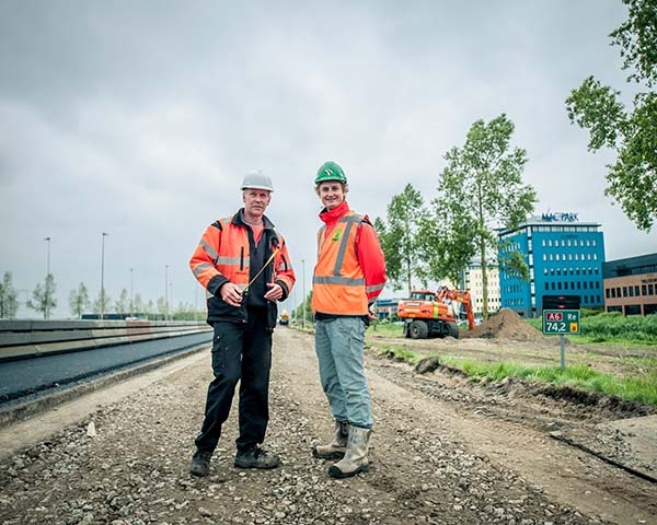 Oprit A6 met BAM wegen